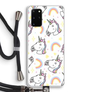Rainbow Unicorn: Samsung Galaxy S20 Plus Transparant Hoesje met koord