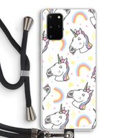Rainbow Unicorn: Samsung Galaxy S20 Plus Transparant Hoesje met koord Rainbow Unicorn: Samsung Galaxy S20 Plus Transparant Hoesje met koord