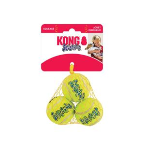 Kong squeakair tennisbal geel met piep (SMALL 5 CM 3 ST)