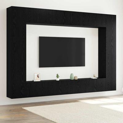 Tv-meubelset 8 pcs Zwart eiken 100 x 30 x 30 cm Bewerkt hout