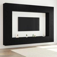 Tv-meubelset 8 pcs Zwart eiken 100 x 30 x 30 cm Bewerkt hout
