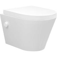 Wandcloset Wiesbaden Vesta | 52 cm | Rimless | Bidet functie-warm en koud water | Incl.Toiletzitting | Keramiek | Mat wit