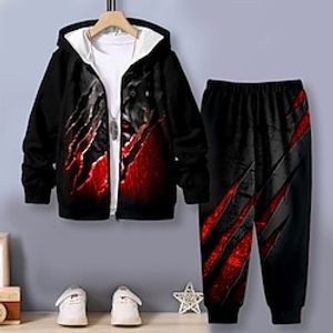 Jongens 3D Tijger Hoodie shorts Set Lange mouw 3d printen Herfst Winter Actief Modieus Stoer Polyester Kinderen 3-12 jaar Buiten Straat Vakantie Normale pasvorm Lightinthebox