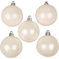 Creativ Company Kerstballen, d 6 cm, wit, parelmoer, 20 stuk/ 1 doos