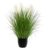 Atmosphera siergras pluimen kunstplant - grasplant sprieten - donkergroen - H105 cm - in pot - pvc - thumbnail