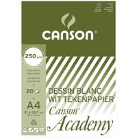 Canson tekenpapier Academy, 250 g, ft 21 x 29,7 cm, A4, blok van 20 vel