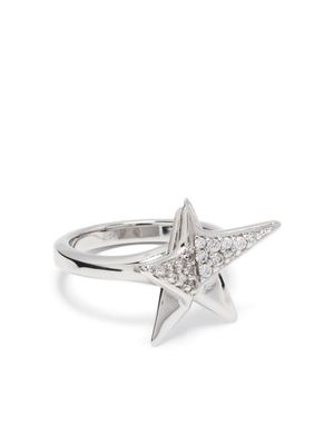 Ferragamo bague sertie de cristaux à logo gravé - Argent