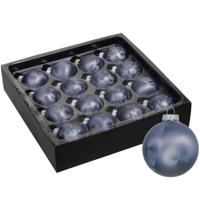 Luxe kleine kerstballen - 32x stuks - 4 cm - donkerblauw - glas - ice finish - thumbnail