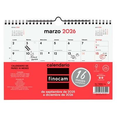 Muurkalender Finocam Papier 2025-2026 21 x 15 cm