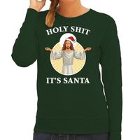 Groene Kersttrui / Kerstkleding Holy shit its Santa voor dames 2XL  -