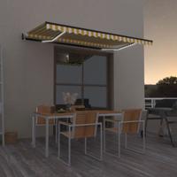 Luifel automatisch met LED en windsensor 450x300 cm geel en wit