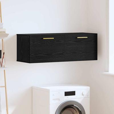 Wandkast Zwart eiken 100 x 36.5 x 35 cm Bewerkt hout