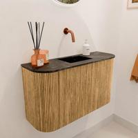 Toiletmeubel Mondiaz Joya Dlux | 73.2 cm | Meubelkleur Oak | Faye wastafel Lava Wasbak Midden | Zonder kraangat(en)