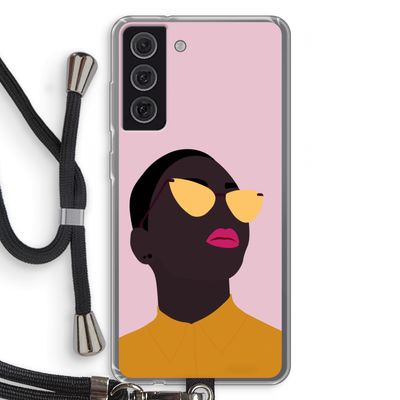 Yellow glasses: Samsung Galaxy S21 FE Transparant Hoesje met koord