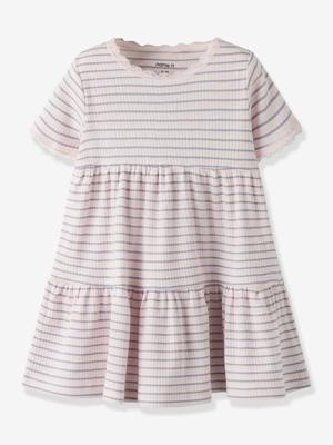 Jurk met ruches voor meisjes met korte mouwen NAME IT lichtroze