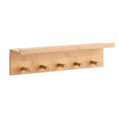 Leen Bakker - Wandkapstok Hazel - Naturel - 12x49x9,5 Cm - Bamboe - Bruin