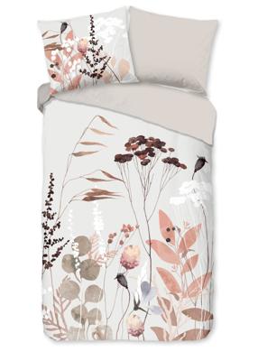 Good Morning Dekbedovertrek "bloemen en bladeren" - Grijs - (140x200/220 cm) - Katoen