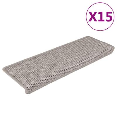 Trapmatten zelfklevend 15 st sisal-look 65x21x4cm zilverkleurig