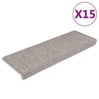 Trapmatten zelfklevend 15 st sisal-look 65x21x4cm zilverkleurig - thumbnail