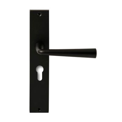 Hardbrass Deurkruk Mikonos op rechthoekig langschild profielcilindergat 55mm - zwart Hardbrass Deurkruk Mikonos op rechthoekig langschild profielcilindergat 55mm - zwart