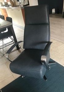 Leren relaxfauteuil met stalen frame - blauw leer - Echt leer, Industrieel, ontdek de vele Leersoorten en Kleuren bij ShopX