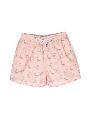 Knot short de bain Parker à imprimé graphique - Orange