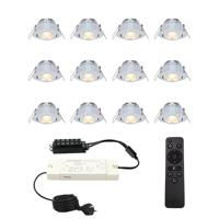 Complete Set van 12 Sienna Mini Inbouwspots 12V 3W spots - 2700K warm wit - IP44 waterdicht - kantelbaar - Dimbaar - Verandaspots - Lage inbouwdiepte