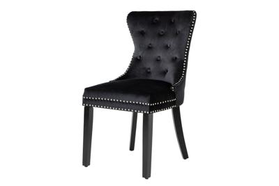 Stoel CASTLE met comfortabele handgreep fluweelzwart in barokstijl - 44587