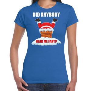 Fun Kerstshirt / outfit Did anybody hear my fart blauw voor dames