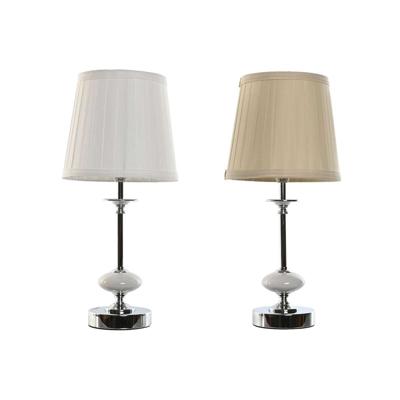 Bureaulamp Home ESPRIT Wit Beige Metaal Porselein 25 W 220 V 20 x 20 x 44 cm (2 Stuks)