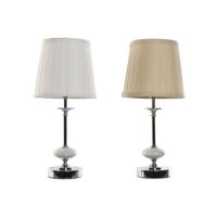 Bureaulamp Home ESPRIT Wit Beige Metaal Porselein 25 W 220 V 20 x 20 x 44 cm (2 Stuks)