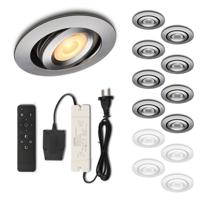 Set LED-inbouwspot met afstandsbediening Piccolo zilver 3W dimbaar 1-12 stuks