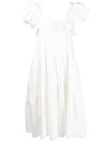 Kika Vargas robe Cicely mi-longue à volants superposés - Blanc
