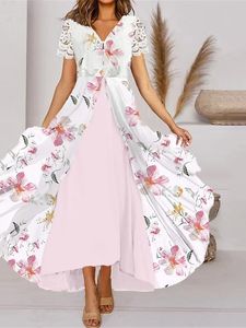 Elegant Lace Floral V Neck Dress