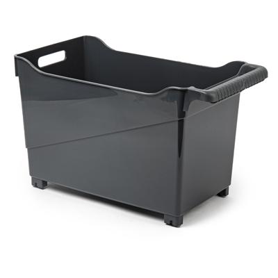 Plasticforte Opbergbox - zwart - 45 x 24 cm - kunststof - op wieltjes