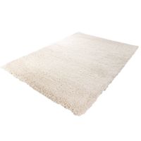 Hoogpolig Gerecycled Floki vloerkleed Wit-Ø 120 cm