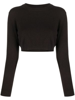 Patou pull crop à logo brodé - Marron