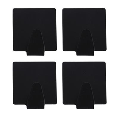 Excellent houseware ophang haakjes - zelfklevend - vierkant - zwart - 4x stuks - rvs