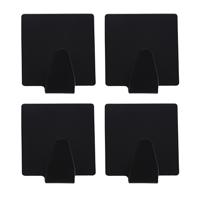 Excellent houseware ophang haakjes - zelfklevend - vierkant - zwart - 4x stuks - rvs