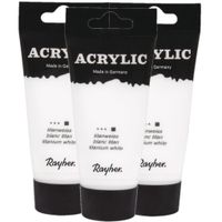 3x tubes witte acrylverf/hobbyverf op waterbasis 75 ml