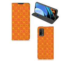 Xiaomi Poco M3 | Redmi 9T Hoesje met Magneet Batik Oranje - thumbnail