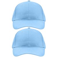 2x stuks 6-panel baseball lichtblauwe caps voor volwassenen