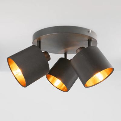 HOFTRONIC™ Jimmy LED Plafondspot - Stoffen kap - 3 spots - Kantelbaar - Draaibaar - Mat Zwart - E14 fitting - IP20