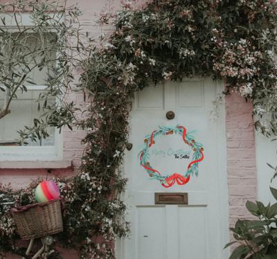 Kerst krans muursticker familienaam