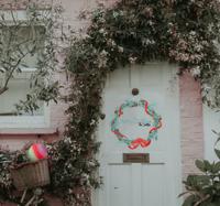 Kerst krans muursticker familienaam