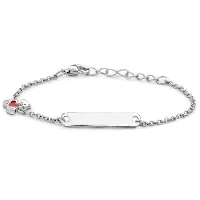 Armband Graveerplaat Beer-Hart 4,5 mm zilver-emaille 11-13 cm
