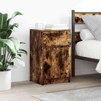 Nachtkastjes 2 st 39x35x65 cm bewerkt hout gerookt eikenkleur