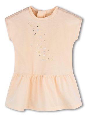 Chloé Kids robe en coton biologique à logo brodé - Rose
