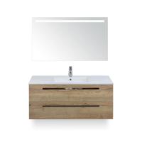 Seville Badmeubelset 120 cm - 2 laden Natuur Eiken - Wastafel Enjoy Enkel - met Sence Spiegel