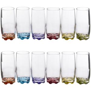 Secret de Gourmet Drinkglazen - 12x stuks - waterglazen - 380 ml - kleurenmix